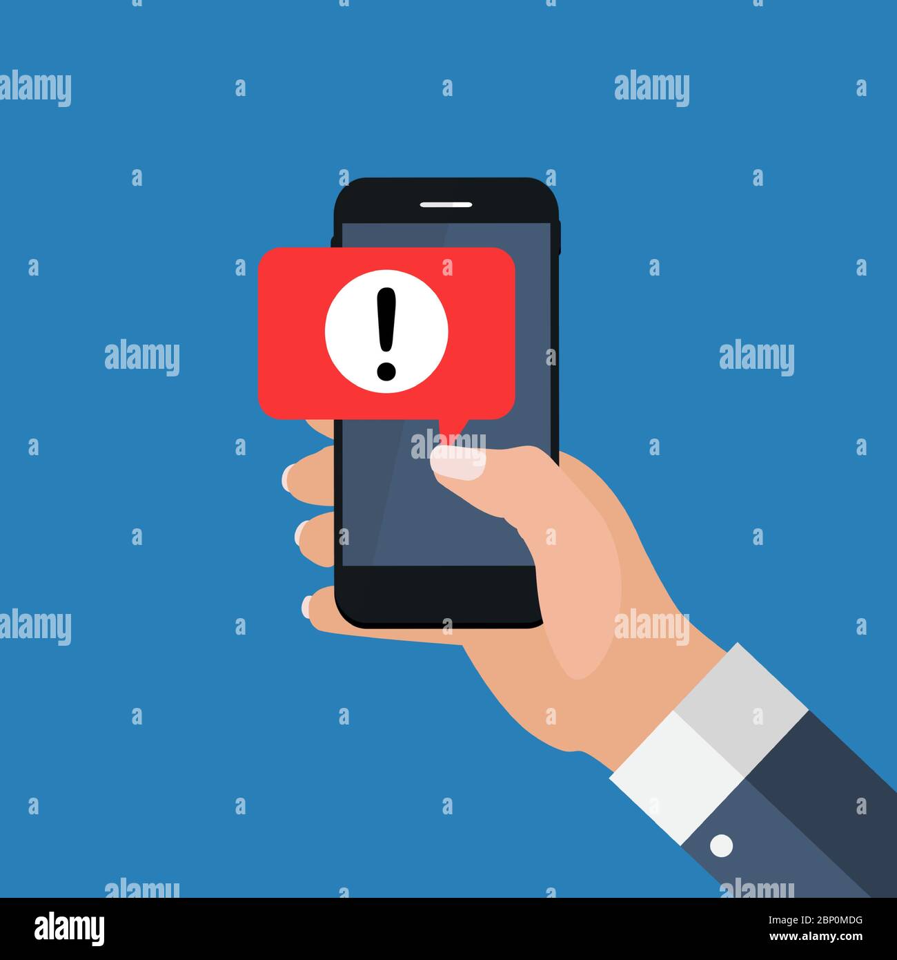 Alert message mobile notification on the smartphone screen concept. Vector illustration Stock Vector