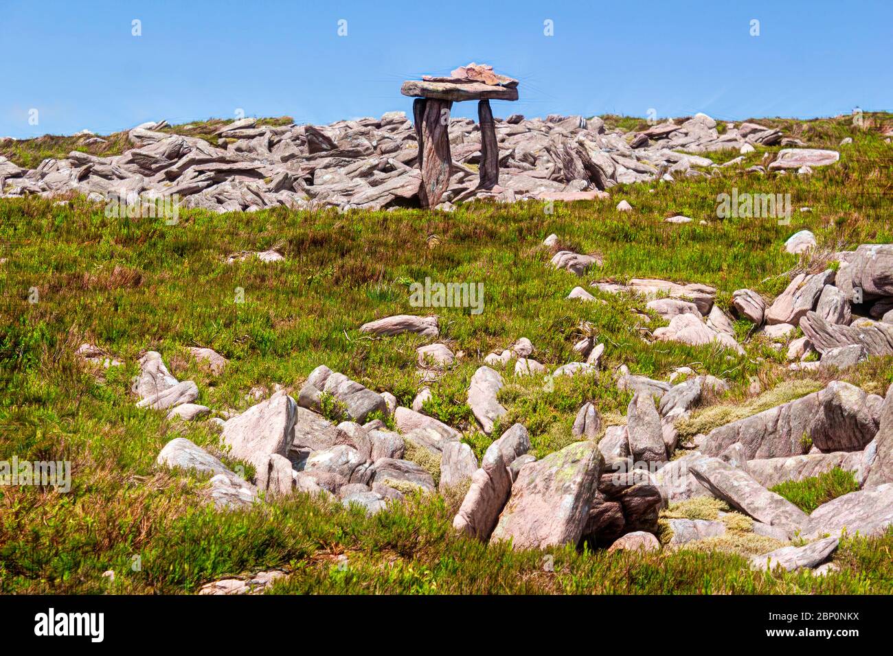 Stone chapel created by hillwalkers on a mountain ridge in Knockmealdown Mountains, Co.Tipperary, Ireland. Stock Photo