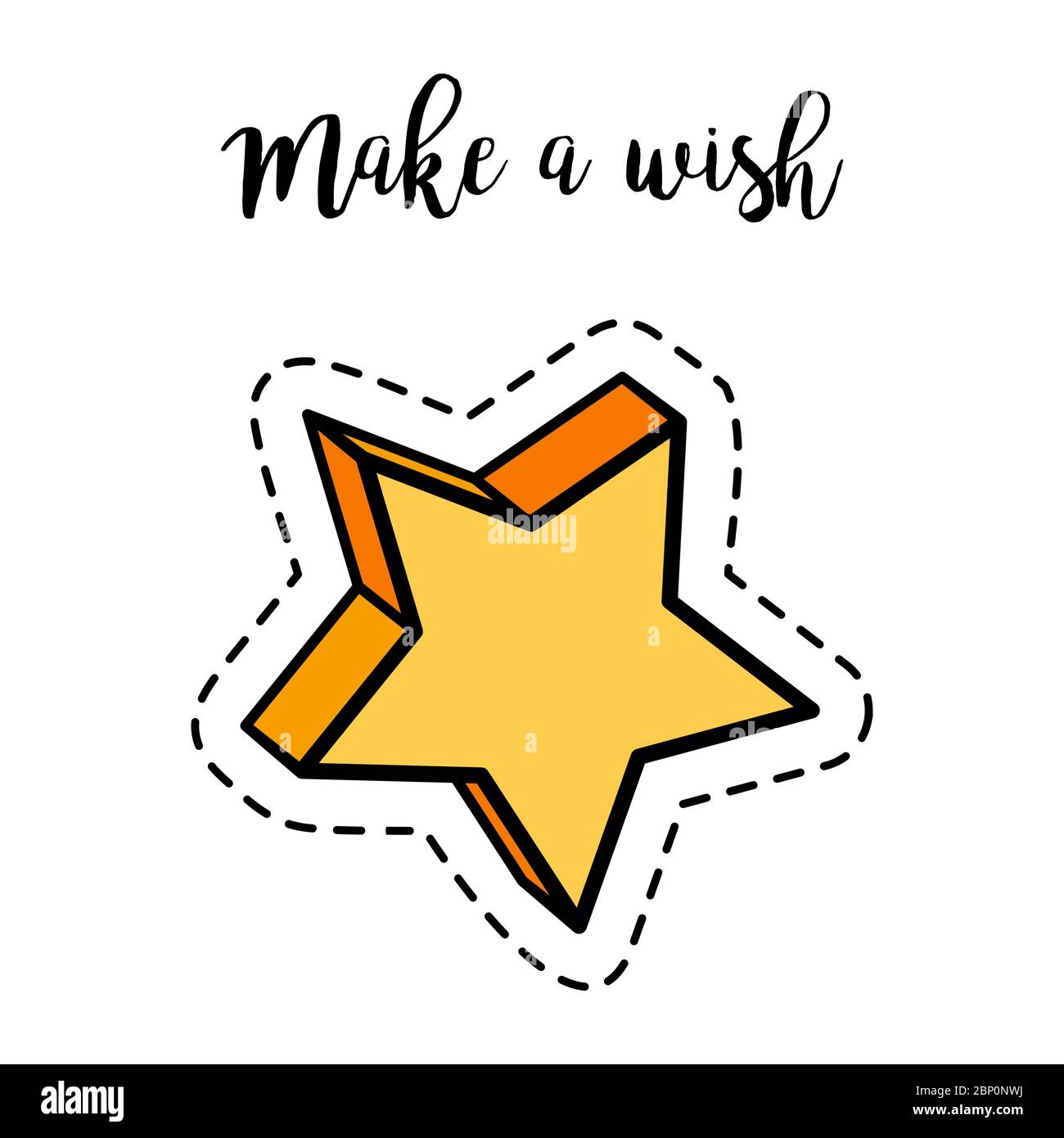 Fashion patch element with quote, Make a wish. Star badge vector  illustration Stock Vector Image & Art - Alamy