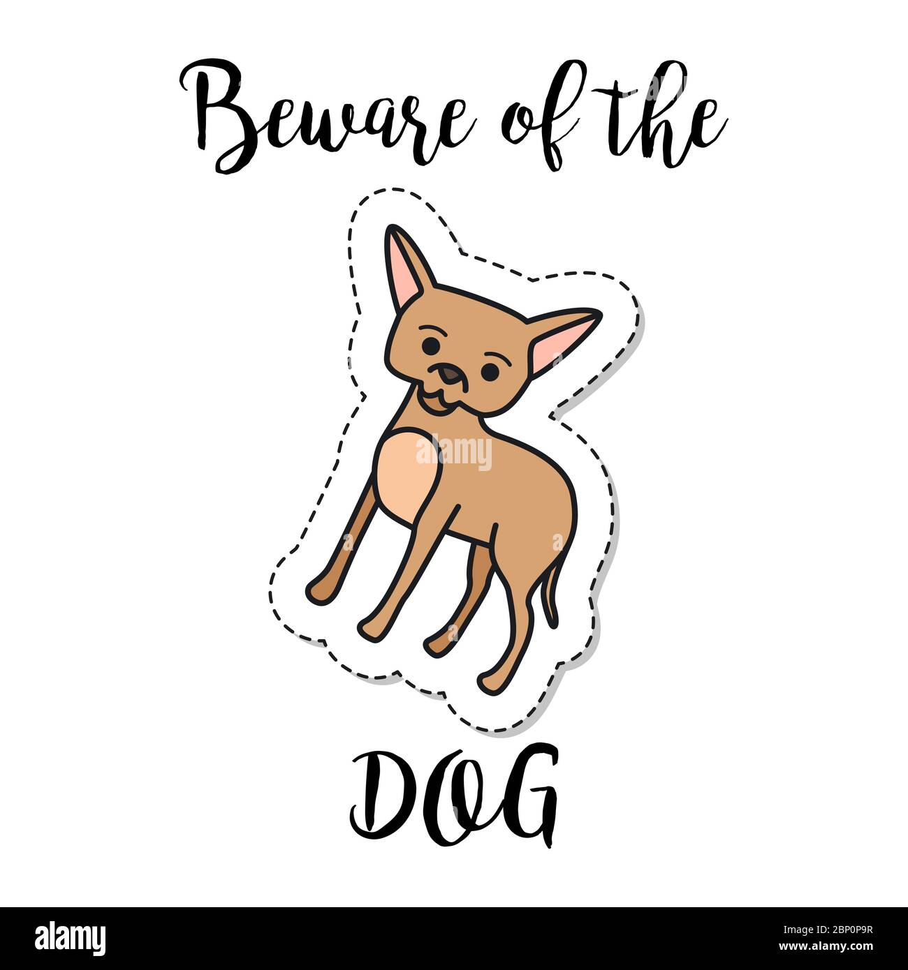 Fashion patch element with quote, Beware of the dog. Vector