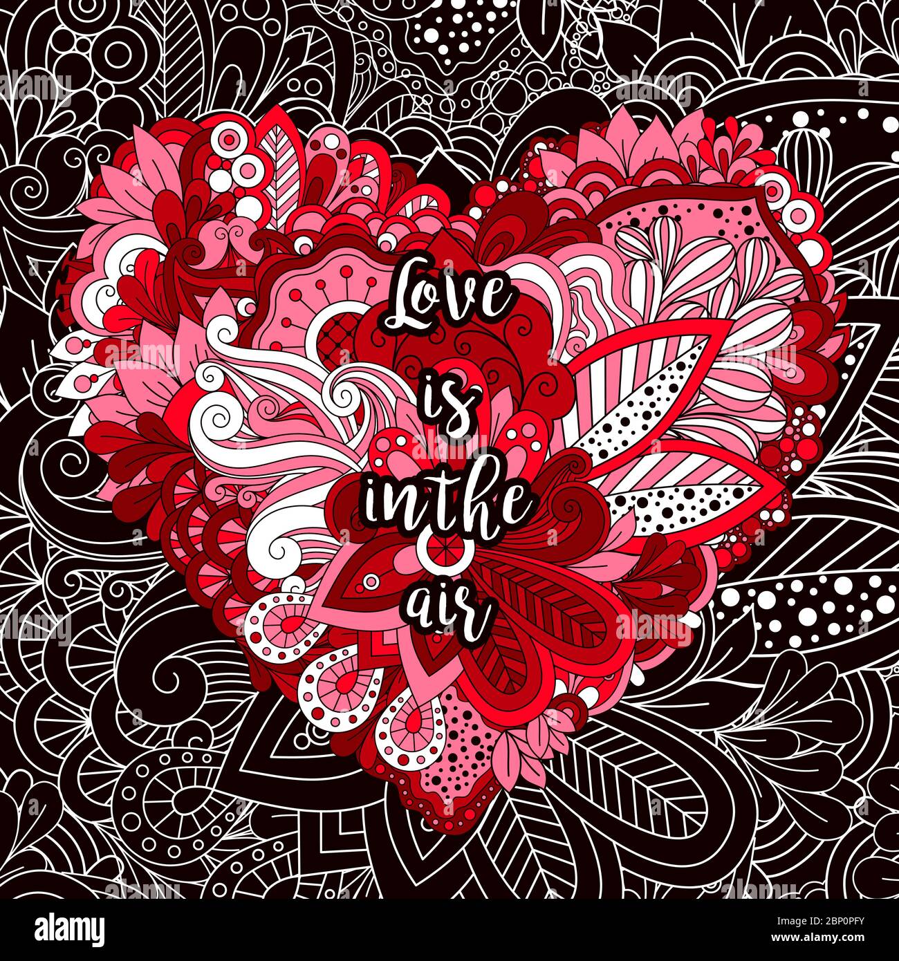 Cartoon vector cute doodles hand drawn Valentines Day illustration in ...