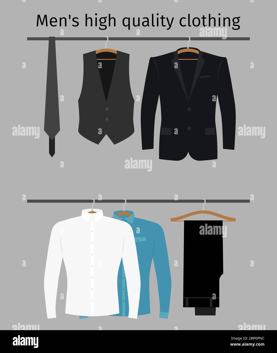Gentleman clothes set on a hanger, vector illustration Stock Vector