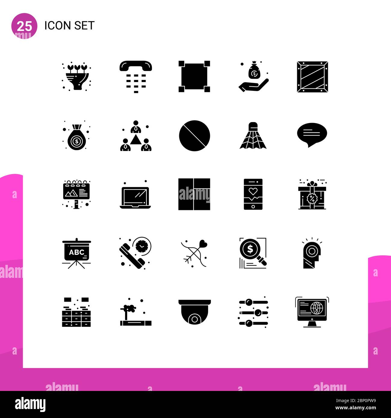 Pictogram Set of 25 Simple Solid Glyphs of coding, hand, path, finance, budget Editable Vector Design Elements Stock Vector