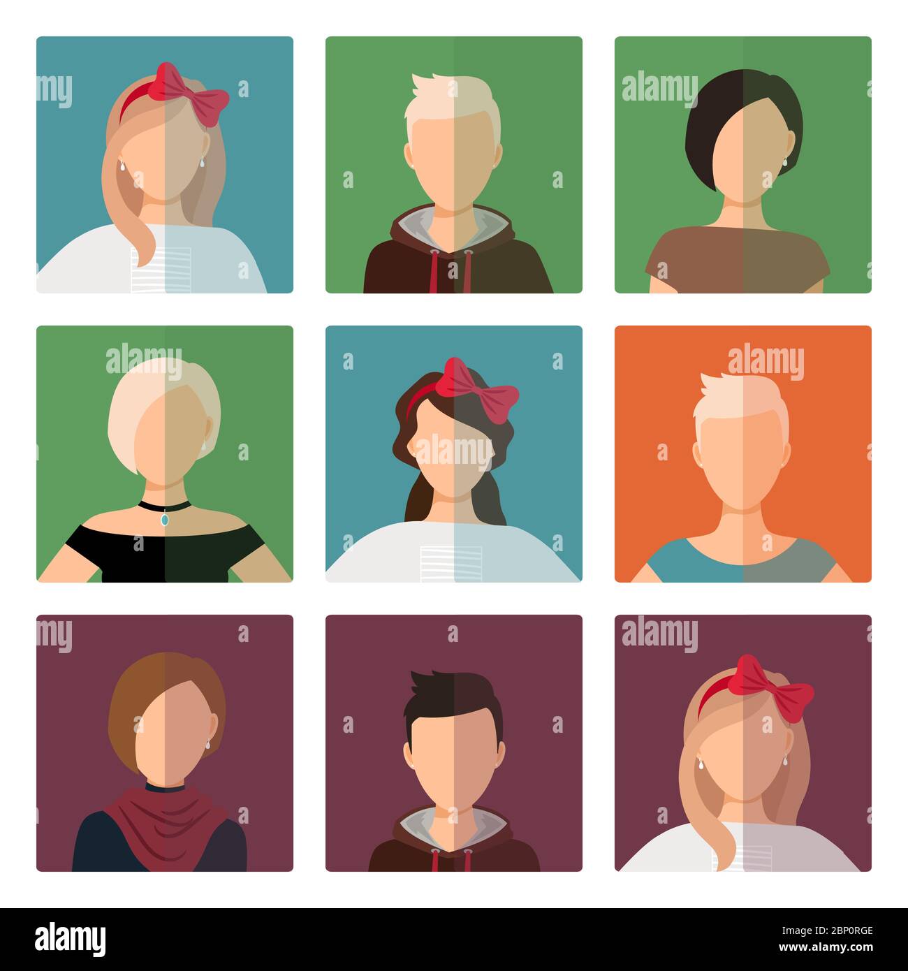 Vector short hairstyles female colorful avatar icons set Stock Vector
