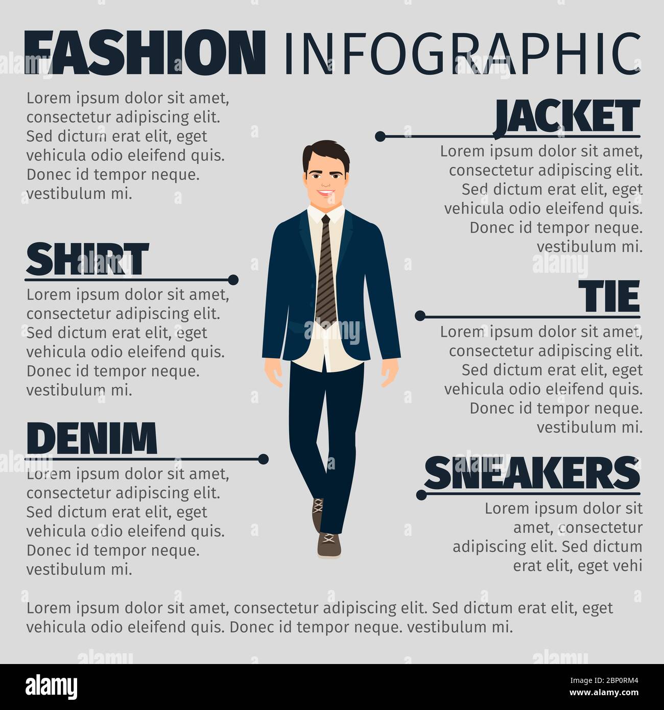 Fashion infographic with happy teacher man. Vector illustration Stock ...