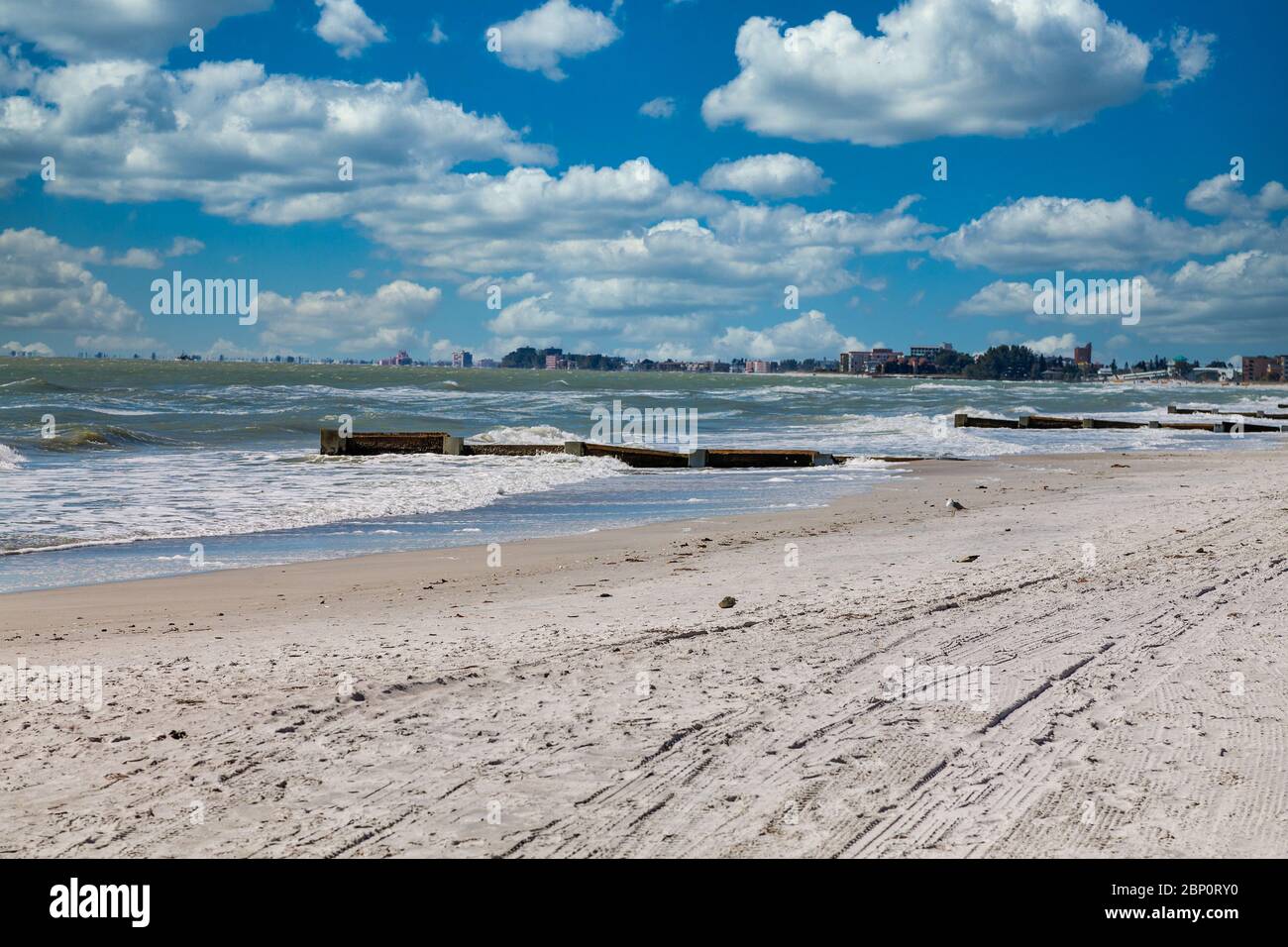 Tide Breakers On Beach in Clearwater Stock Photo