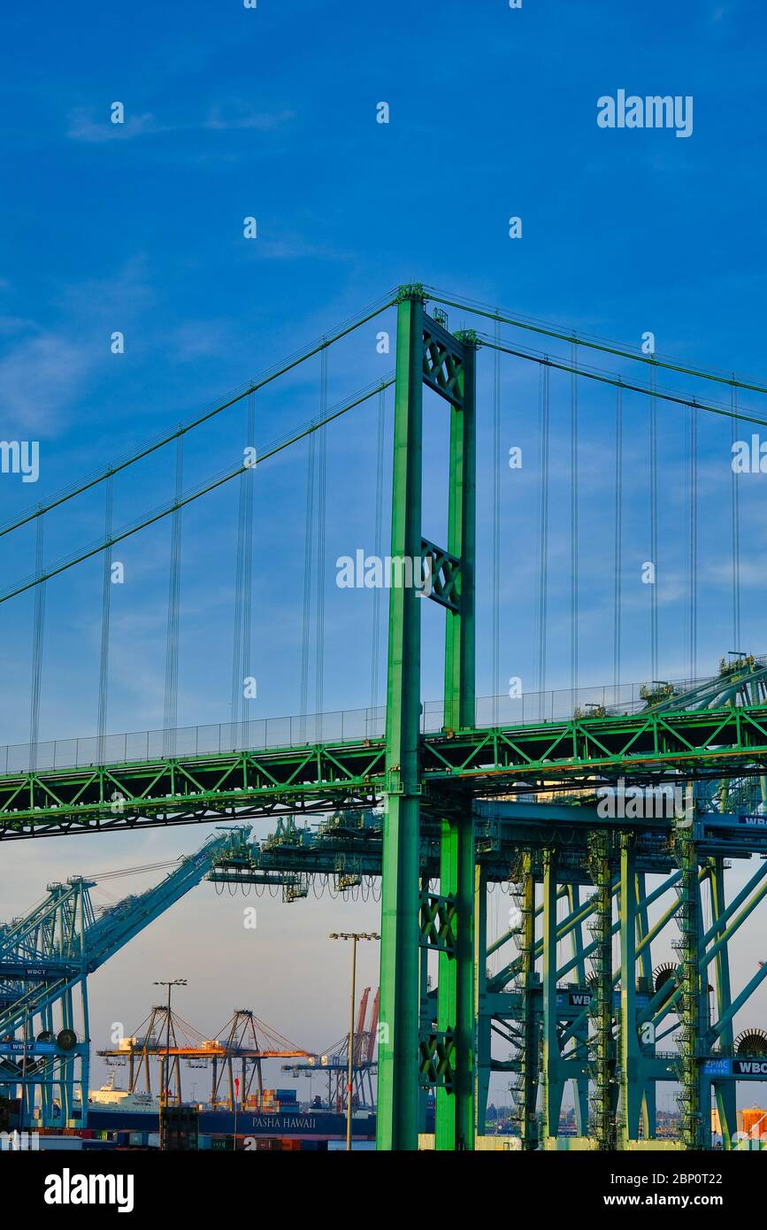 Tower of Green Suspension Bridge Stock Photo Alamy