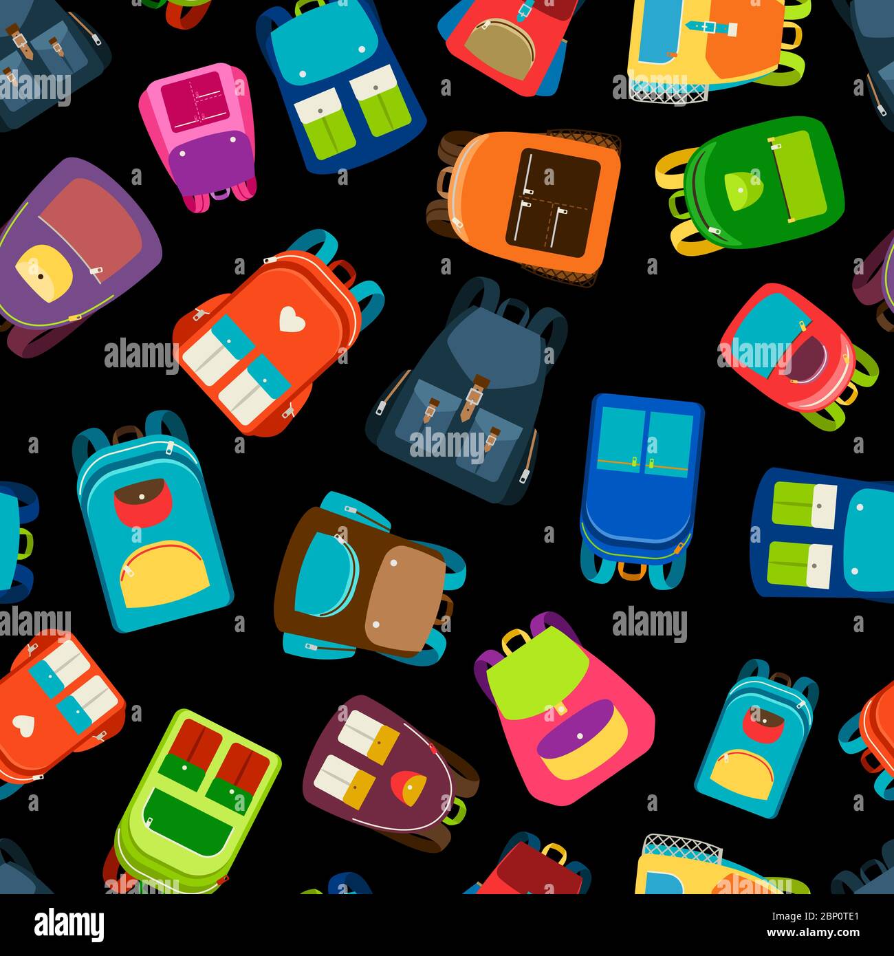 Schoolbags and school backpacks seamless pattern vector illustration Stock Vector