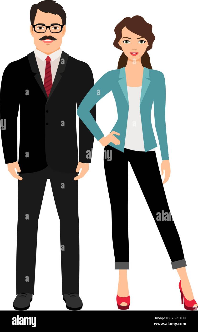 Elegant handsome fashionable happy couple isolated on white background ...