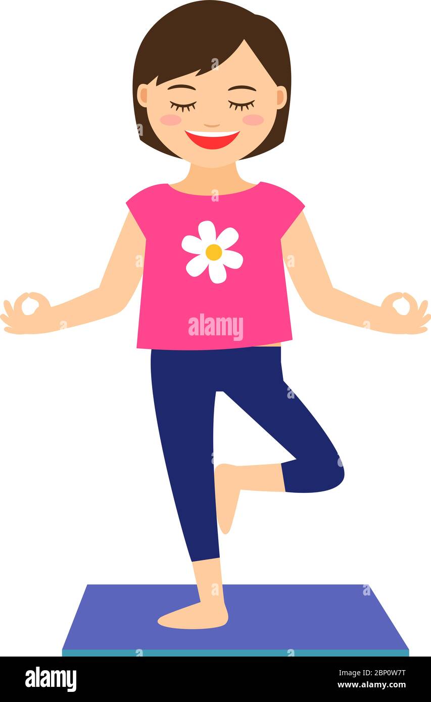 Young Girl in Different Yoga Pose. Stock Vector - Illustration of design,  cute: 161759766