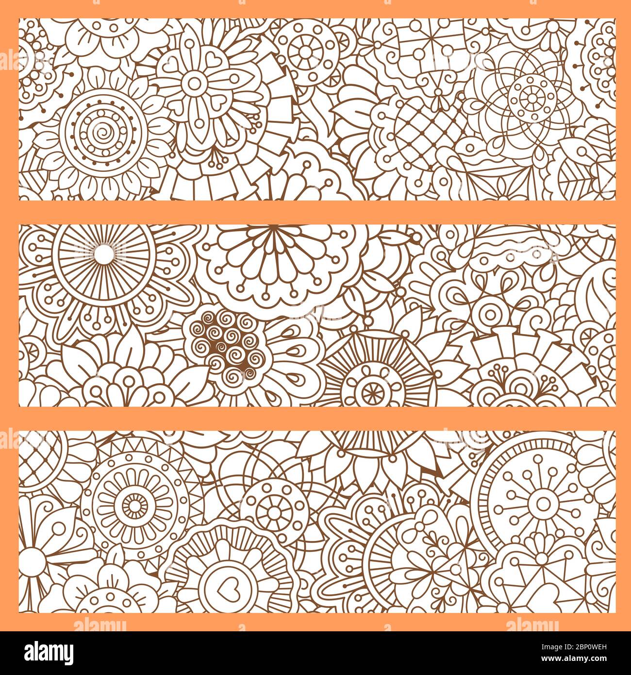 Vertical flyers with light orange doodle pattern, vector illustration Stock Vector