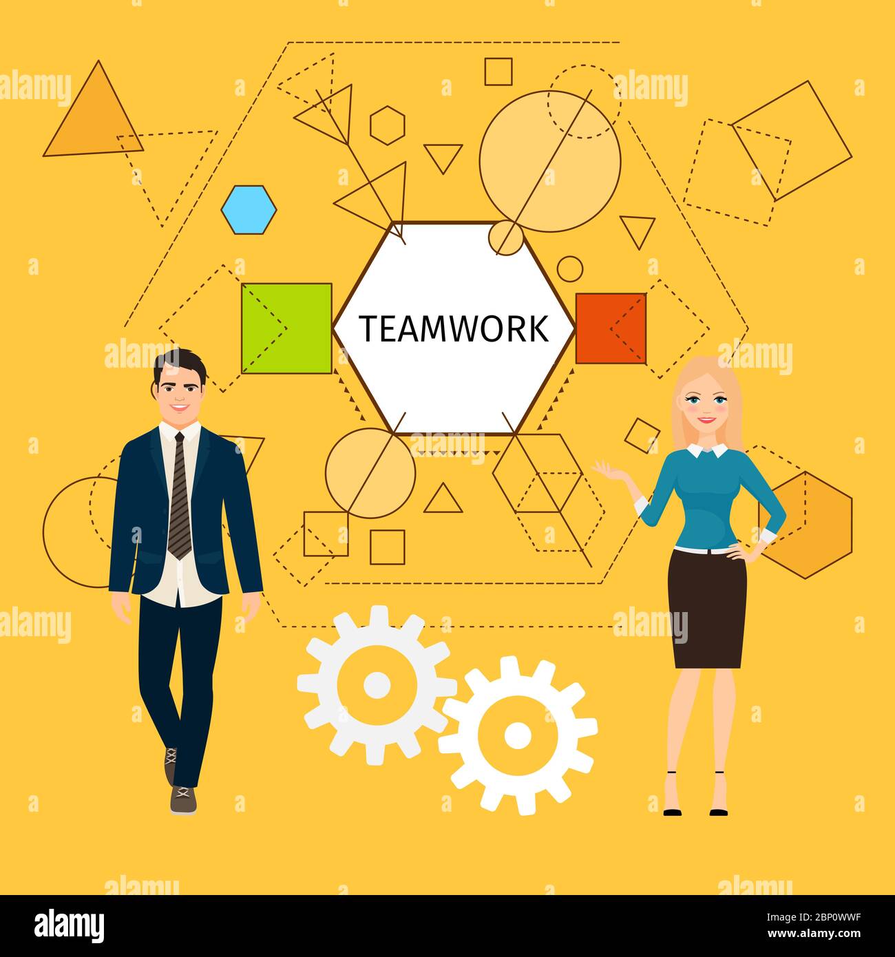 Teamwork concept illustration with business people. Vector illustration ...