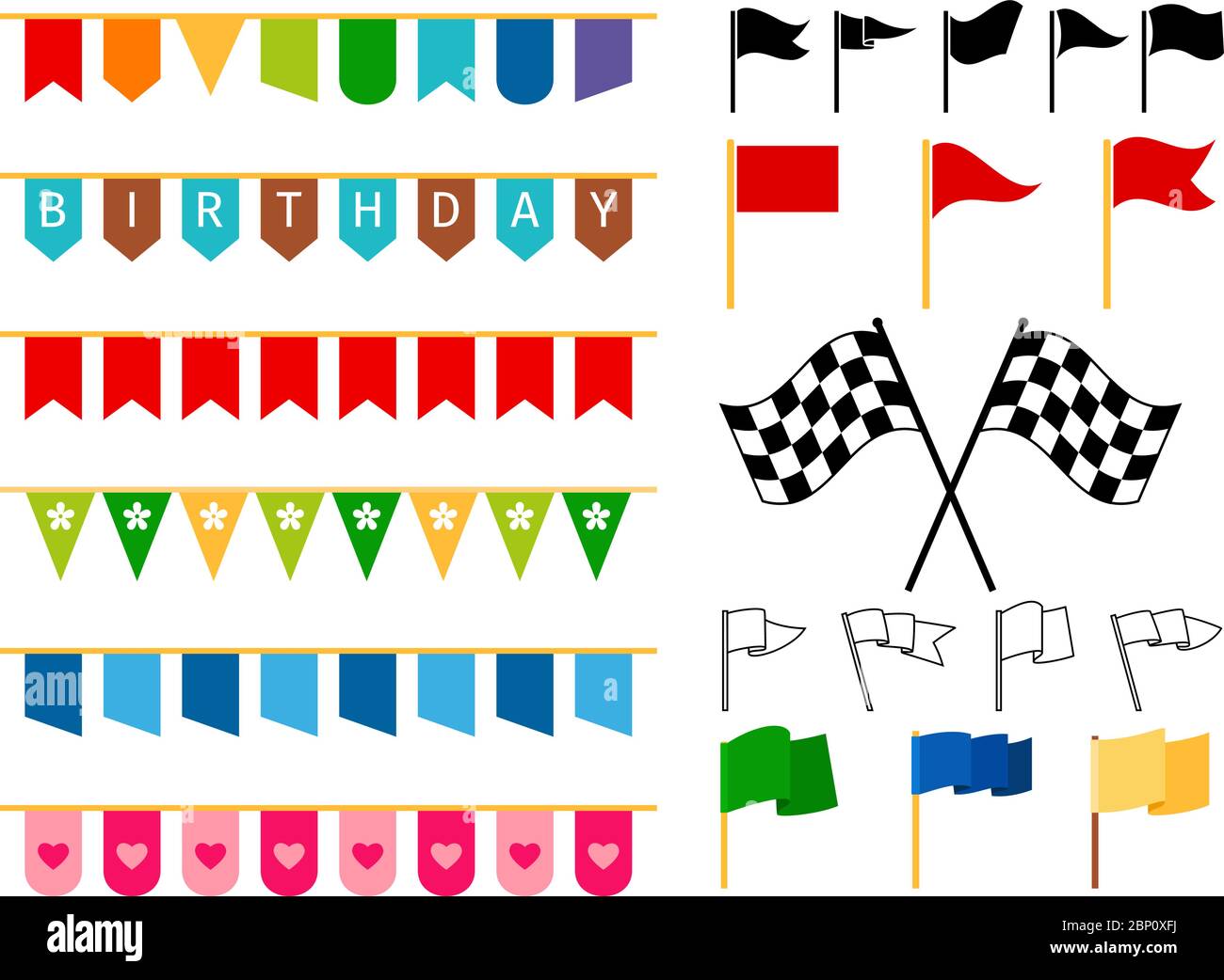 Vector flag garlands and start and finish flags for invitation card ...
