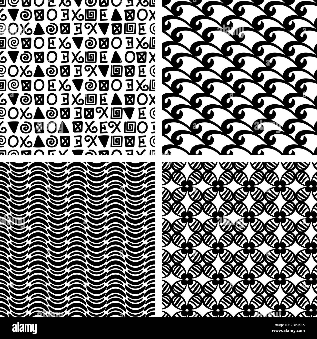 Primitive decor texture blocks. Vector traditional print monochrome