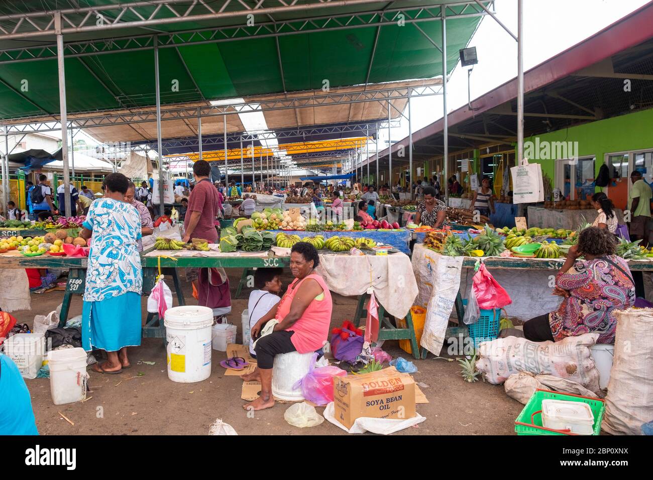 Fruit and vegetable market,Suva,Viti Levu, Fiji, South Pacific. Stock Photo