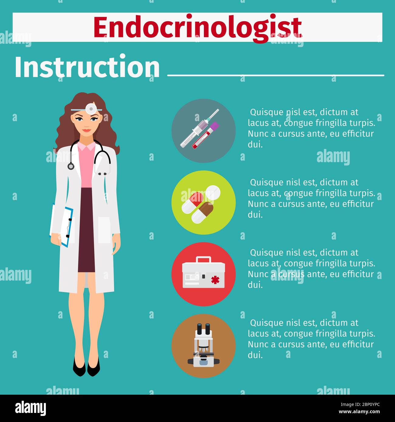 Medical equipment instruction manuals with icons for endocrinologist