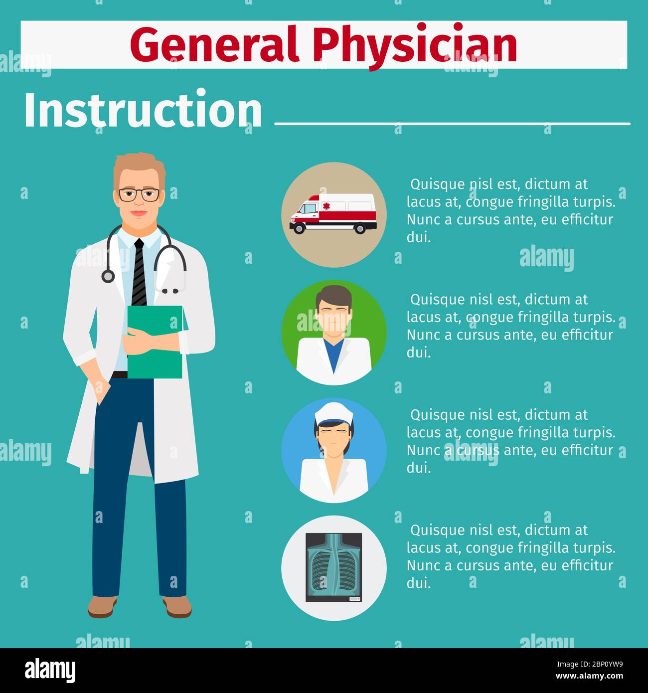 Medical equipment instruction manuals with icons for general physician