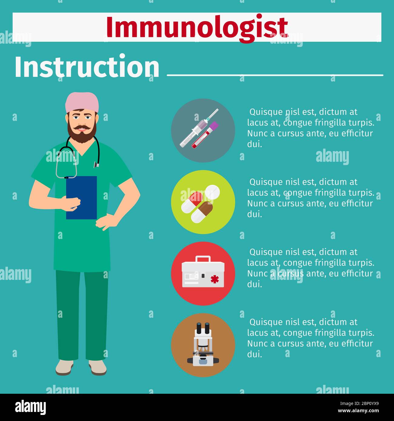 Medical equipment instruction manuals with icons for immunologist ...