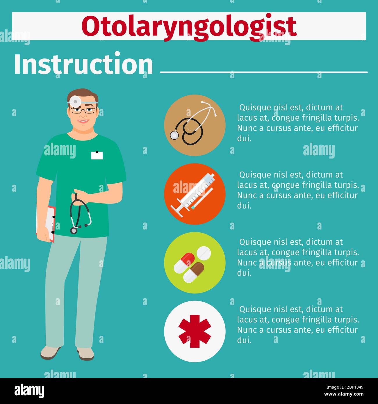 Medical equipment instruction manuals with icons for otolaryngologist