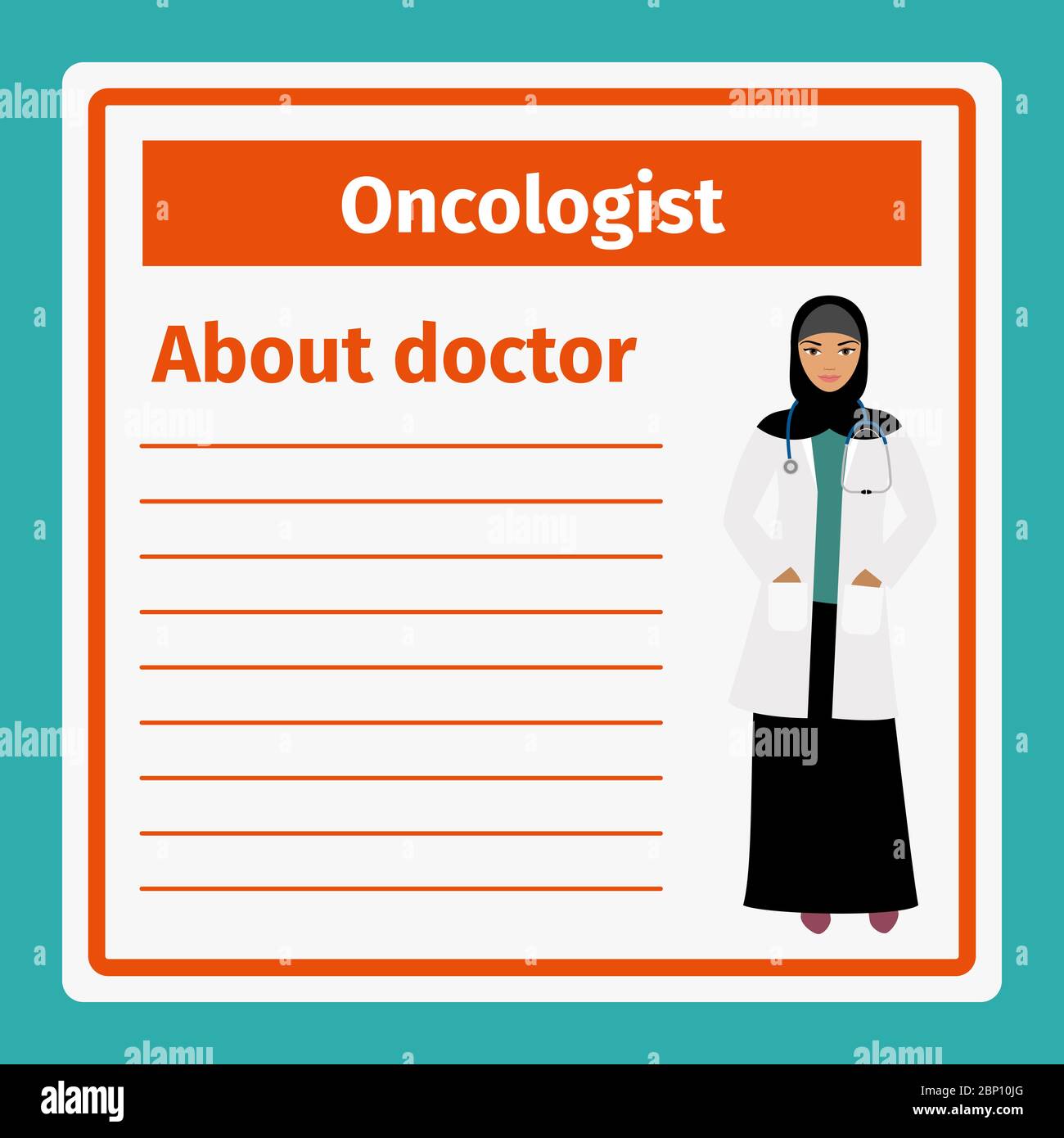 Medical professional notes about oncologist template. Vector illustration Stock Vector