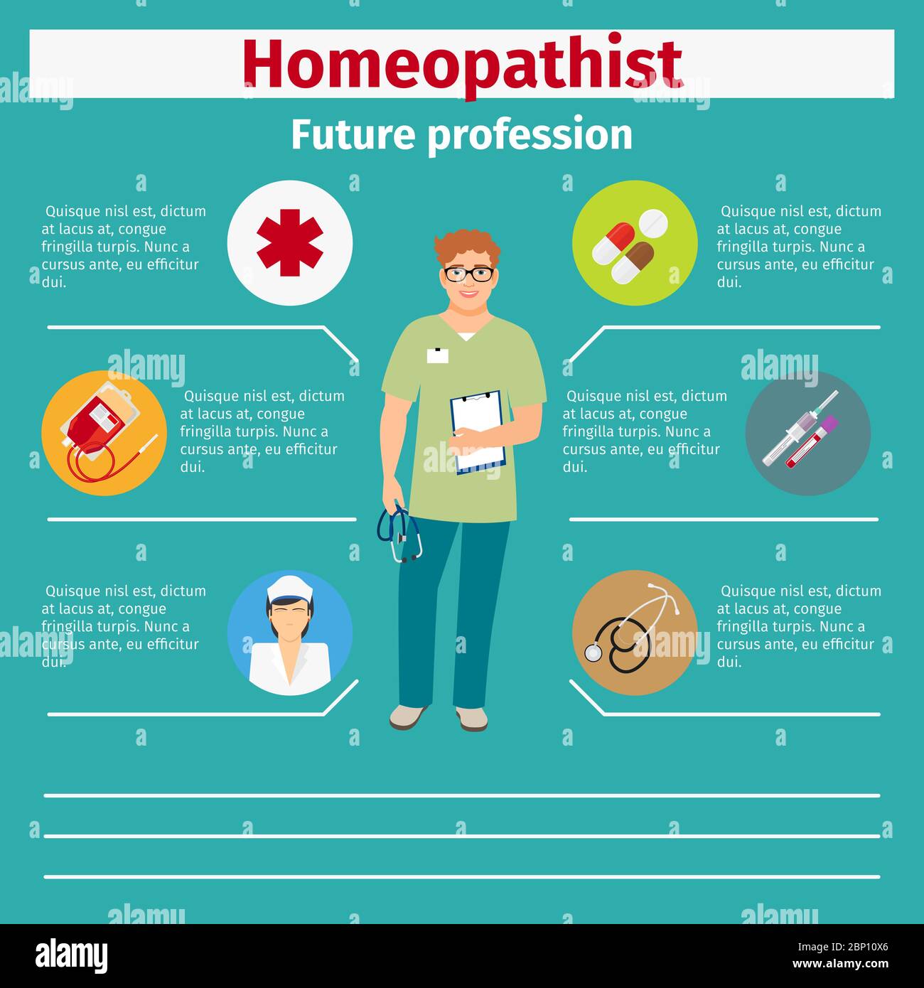 Future profession homeopathist infographic for students, vector illustration Stock Vector