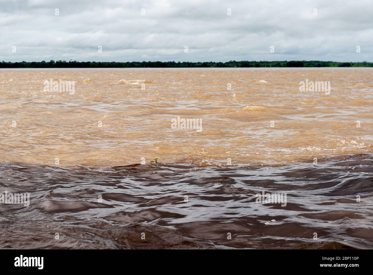 Encontro das águas, the meeting of the waters, Amzon River, Manaus, Amazon State, Brazil, Latin America Stock Photo