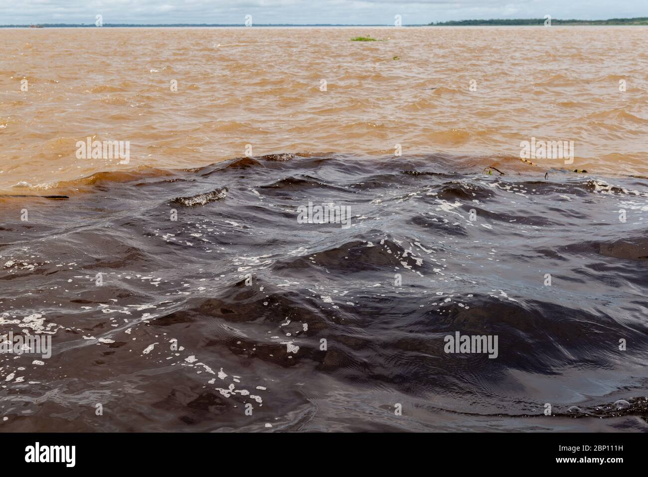 Encontro das águas, the meeting of the waters, Amzon River, Manaus, Amazon State, Brazil, Latin America Stock Photo