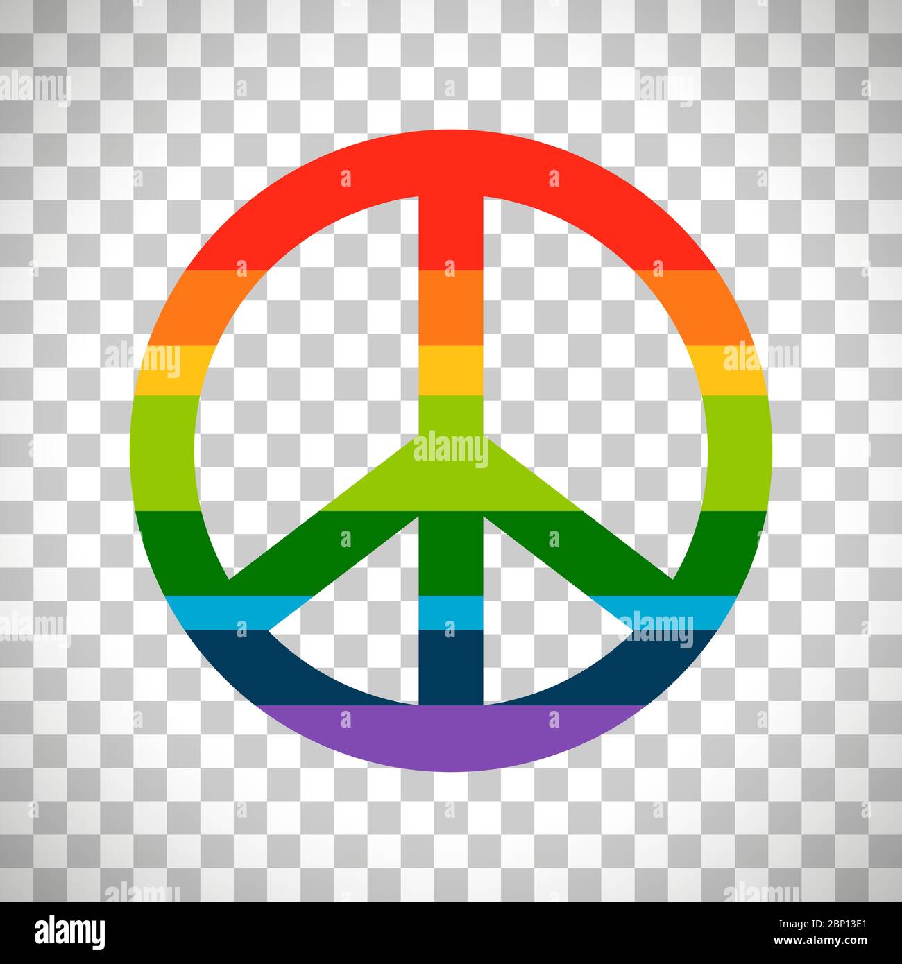 Brightness rainbow peace symbol vector isolated on transparent background Stock Vector
