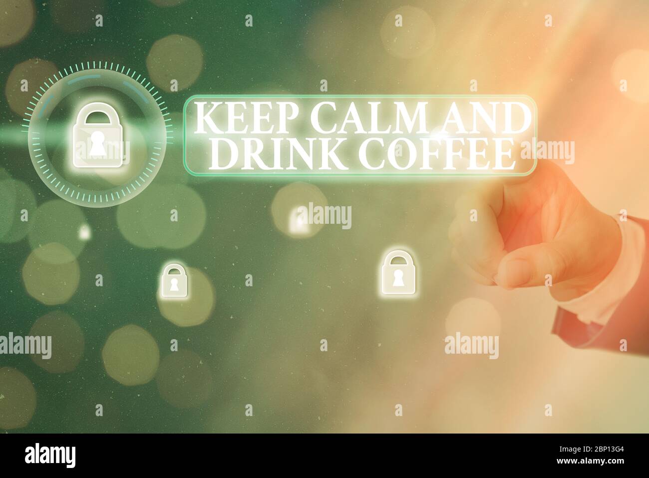 Conceptual hand writing text caption inspiration showing Keep Calm And Drink Coffee. conceptual meaning encourage an individual to enjoy caffeine drin Stock Photo
