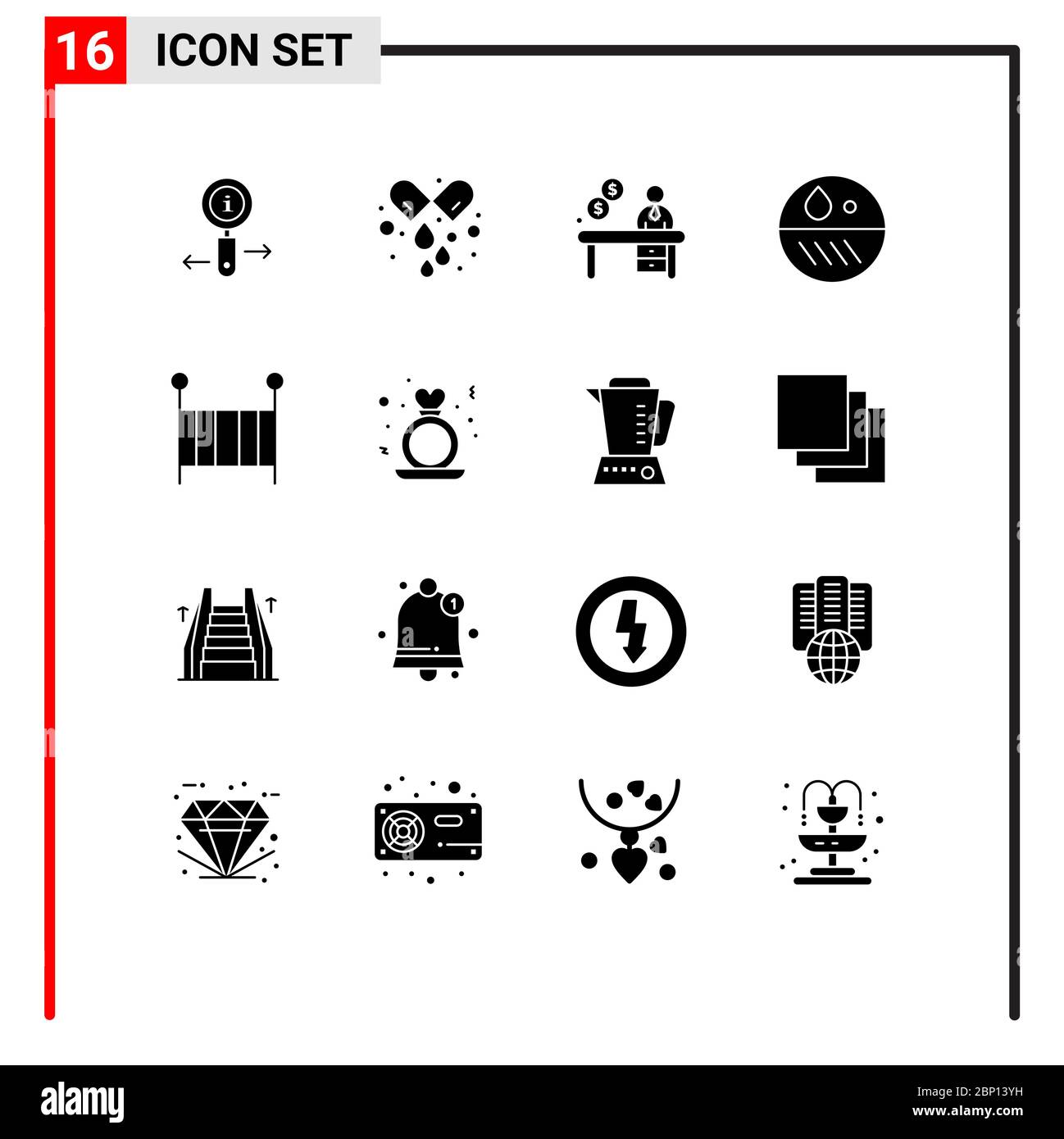 Universal Icon Symbols Group of 16 Modern Solid Glyphs of child, skin, business, dry, dermatologist Editable Vector Design Elements Stock Vector