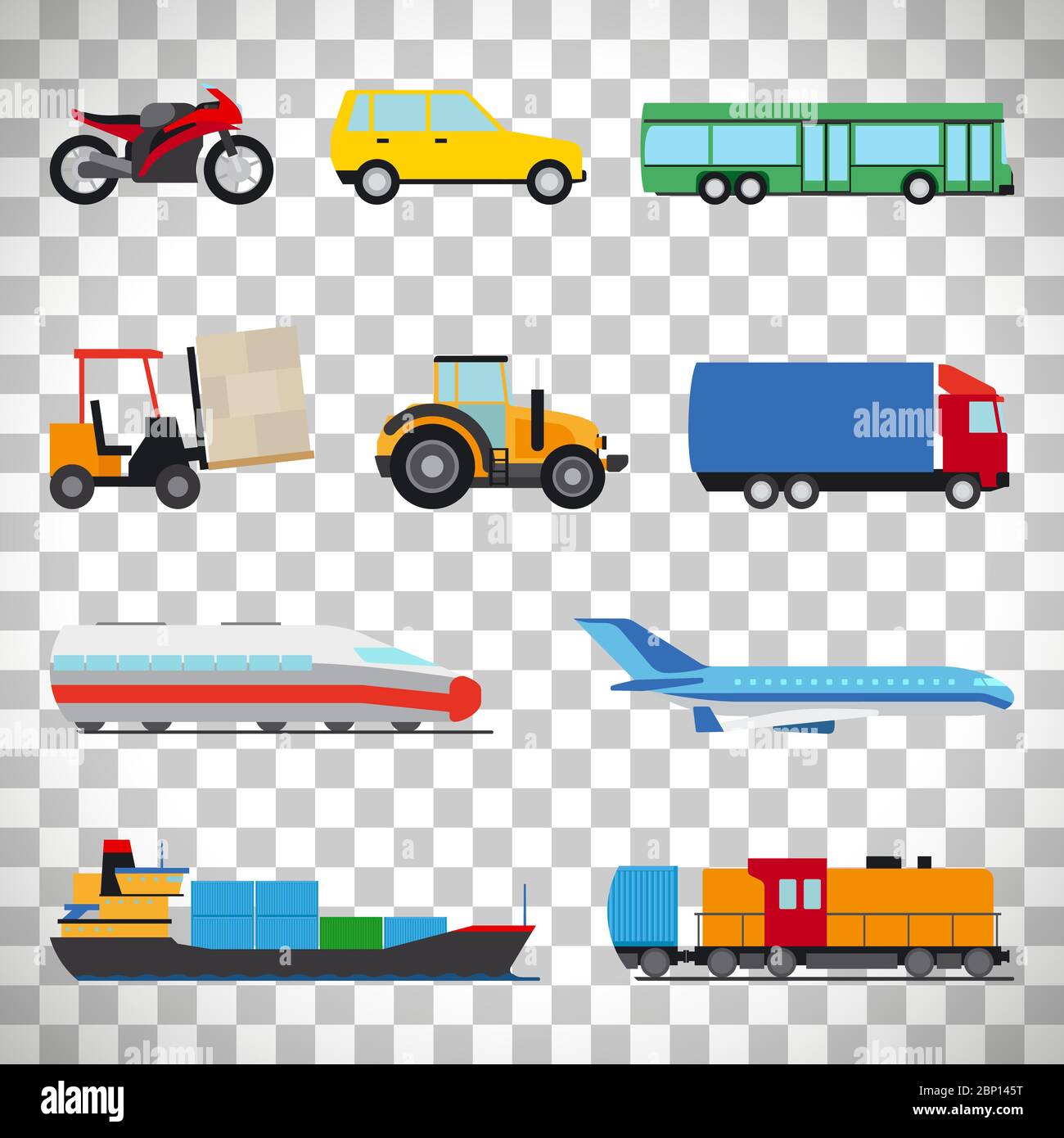 Perfect flat car icons vector set isolated on transparent background Stock Vector