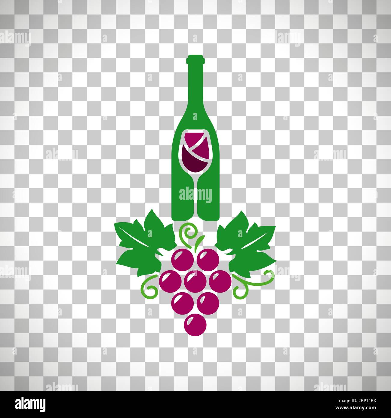 Wine logo with grape isolated on transparent background, vector illustration Stock Vector