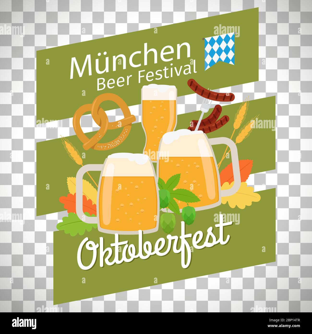 Oktoberfest modern poster isolated on transparent background, vector ...
