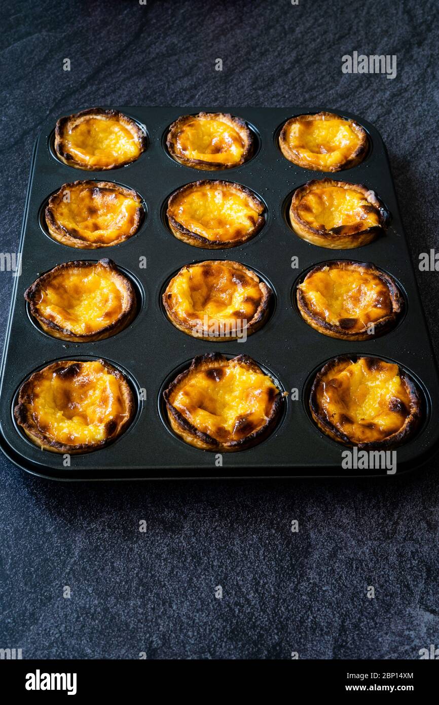 Pasteis de Nata or Belem Tart. Portuguese Custard made with Egg