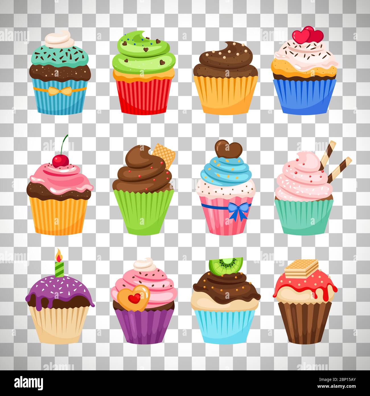 Delicious cupcakes and vector sprinkles muffin set isolated on transparent  background Stock Vector Image & Art - Alamy