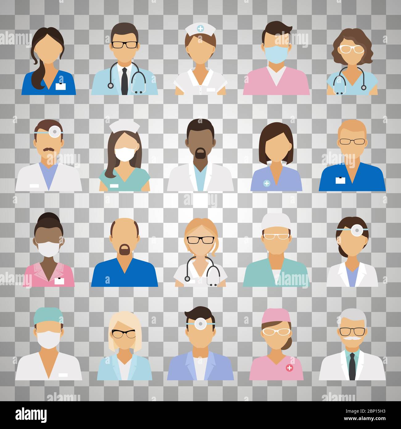 Medical staff icons. Doctors and nurses medical staffs avatars isolated