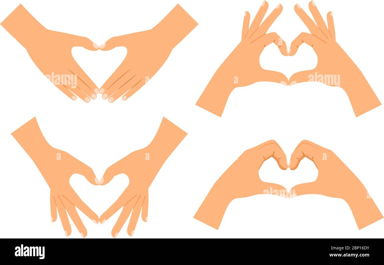 Two hands making heart shape isolated on white background. Love hand sign vector illustration Stock Vector