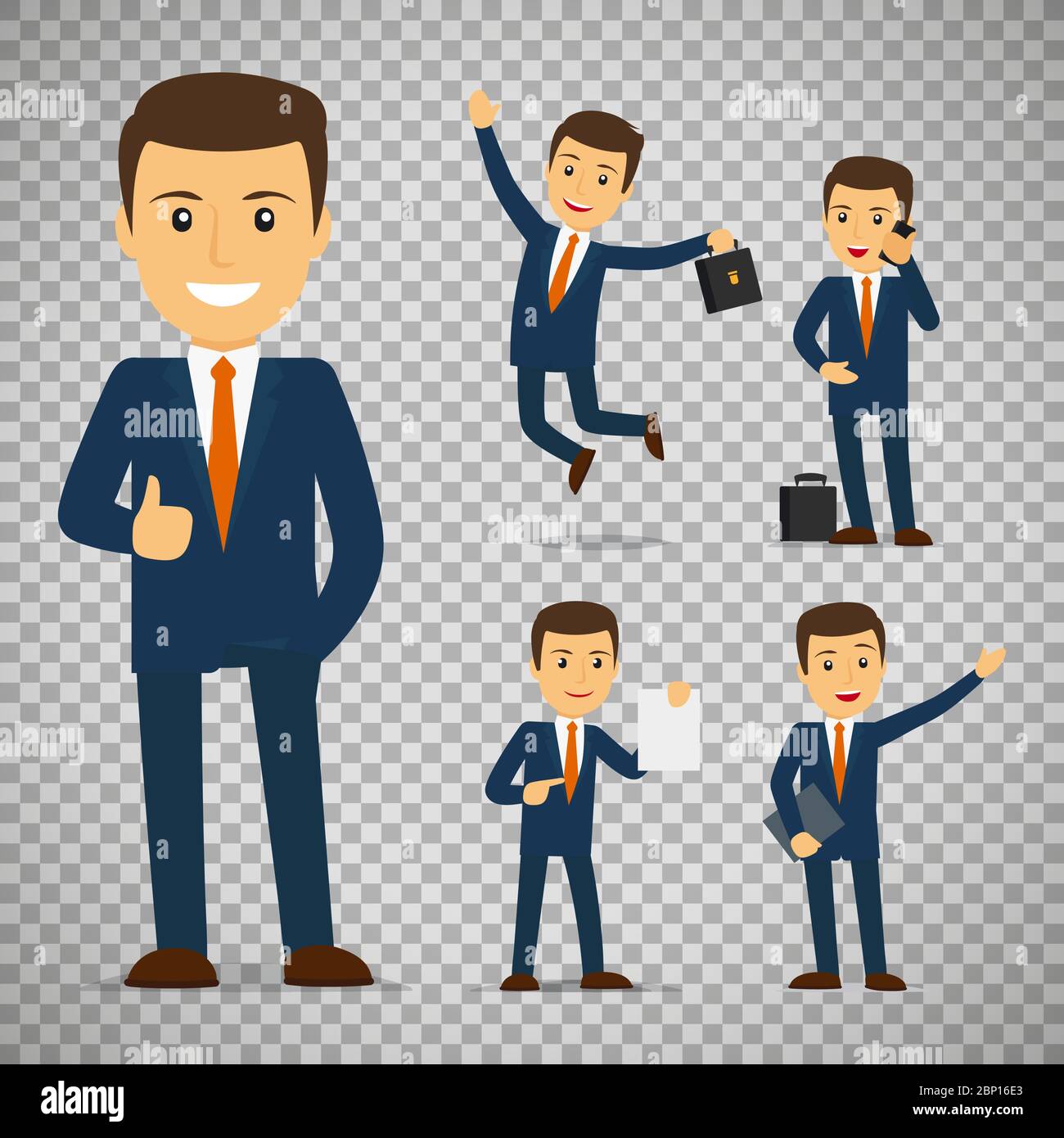 Businessman cartoon character in different poses isolated on transparent  background, vector illustration Stock Vector Image & Art - Alamy