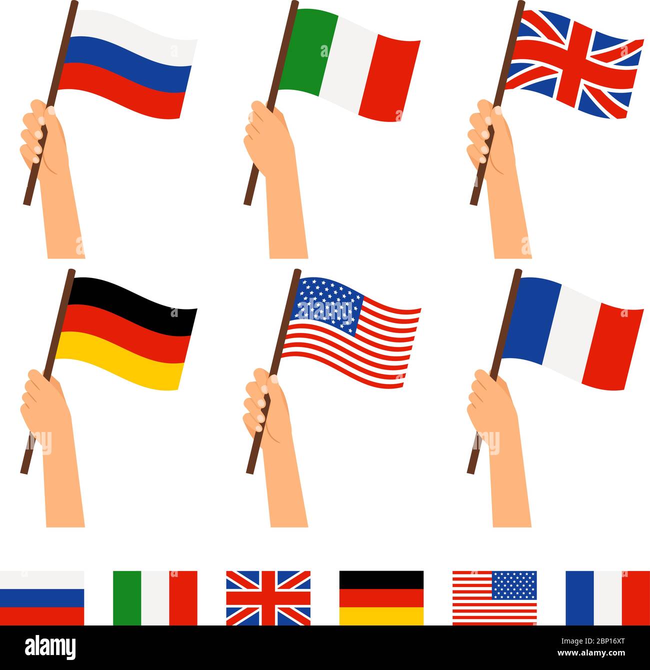 Flags in hands Stock Vector Images - Alamy
