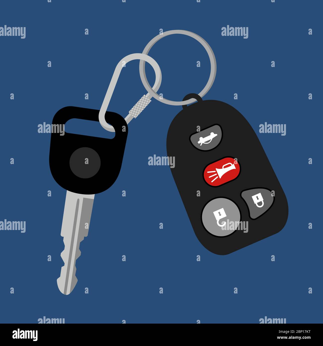 Car key on chain with black auto access padlock alarm security system