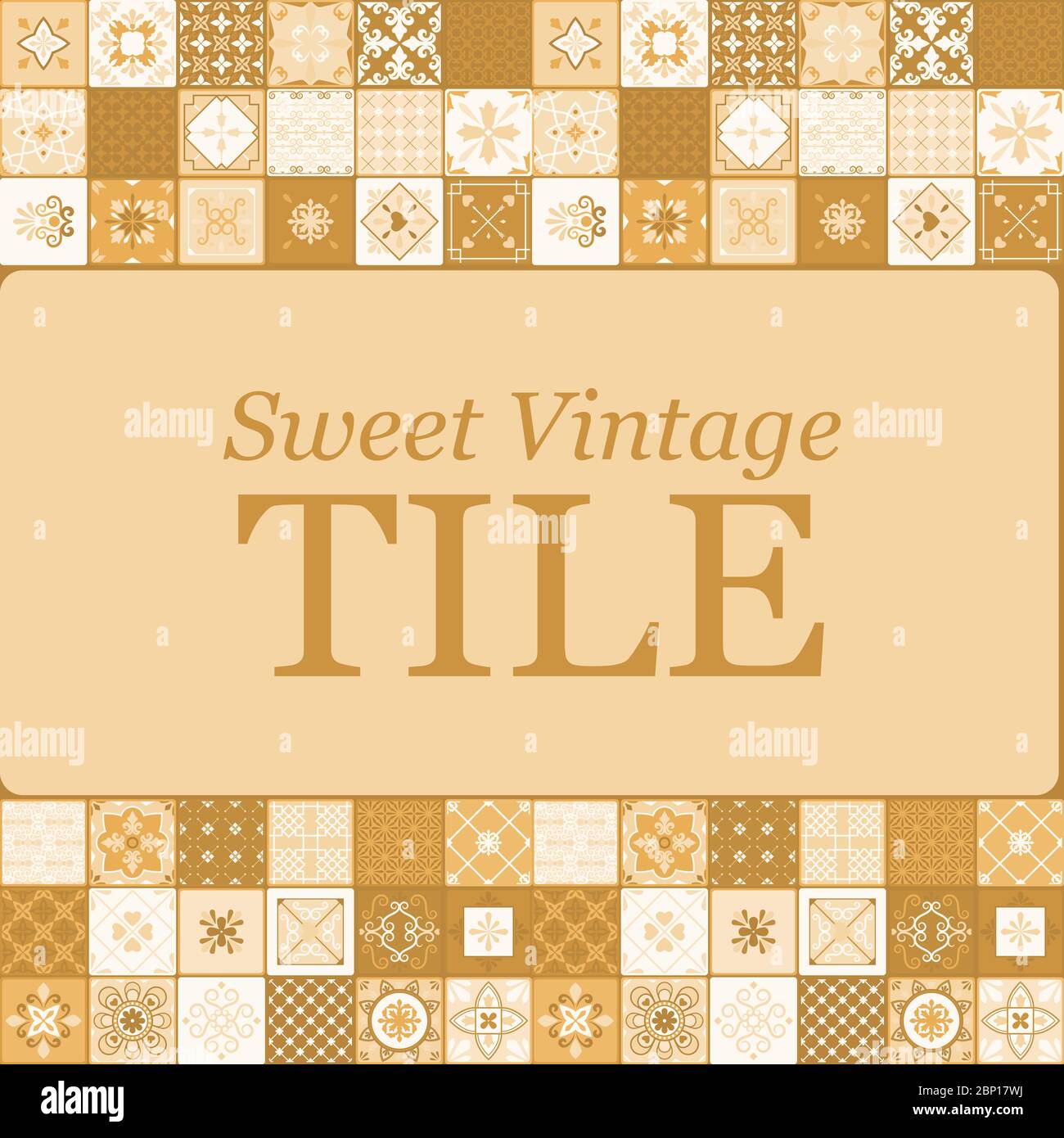 Sweet vintage ceramic tiles in brown colors, vector illustration Stock Vector