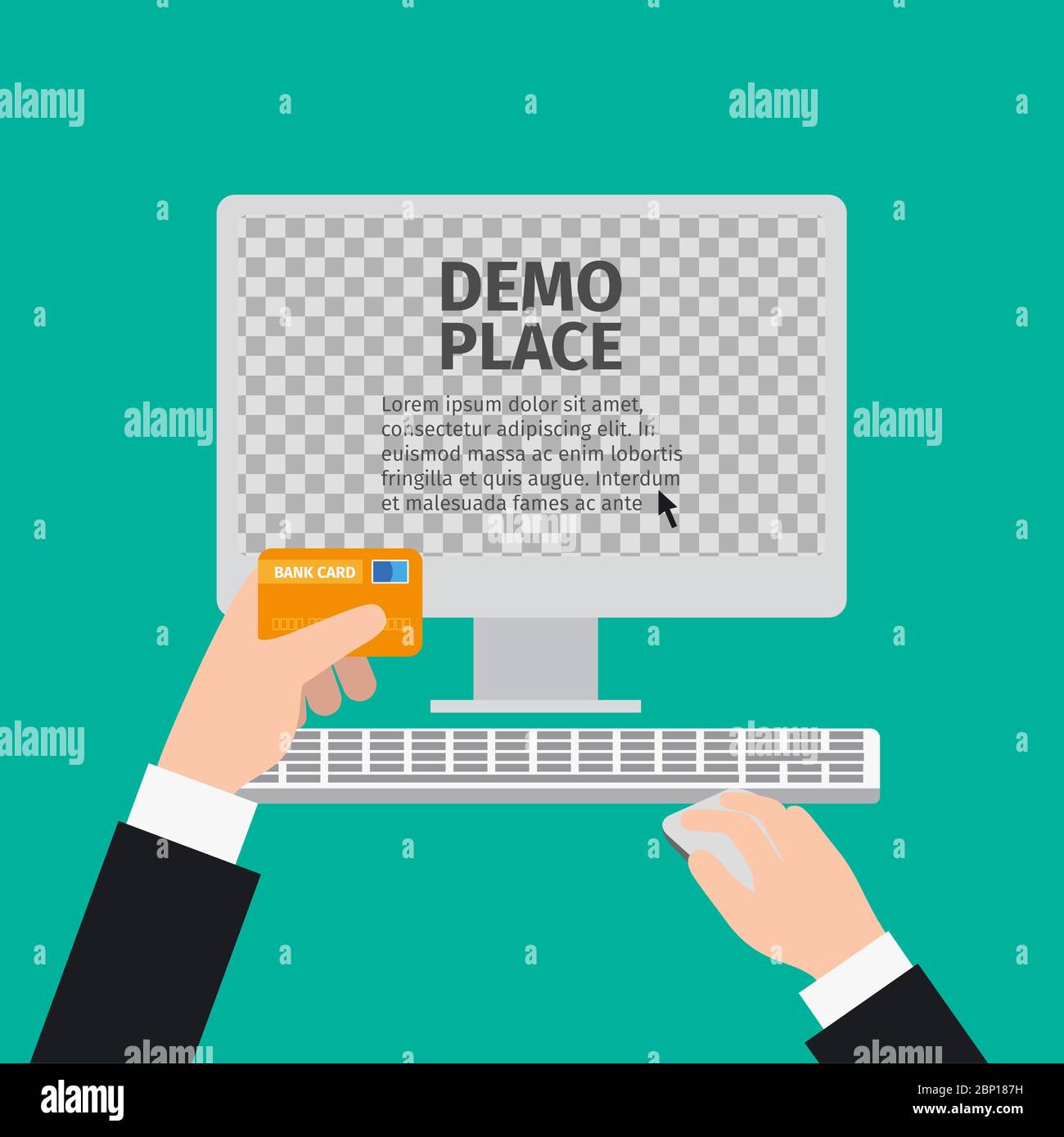 White computer mouse in hand with transparent background for your design, vector illustration Stock Vector