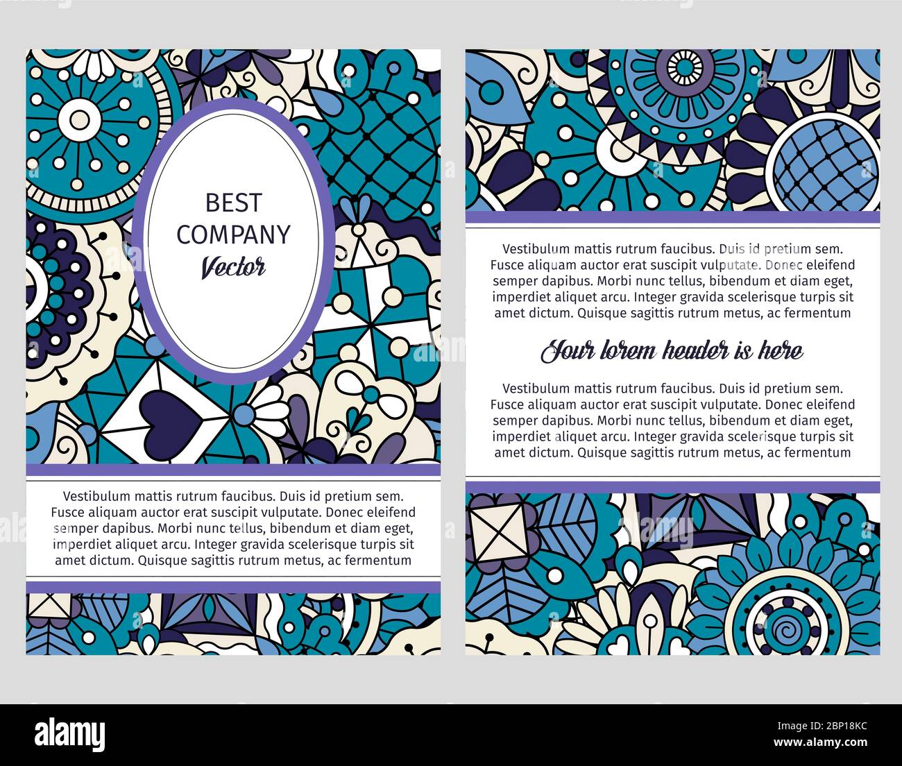 Brouchure design template for company in blue and lilac colors, vector ...