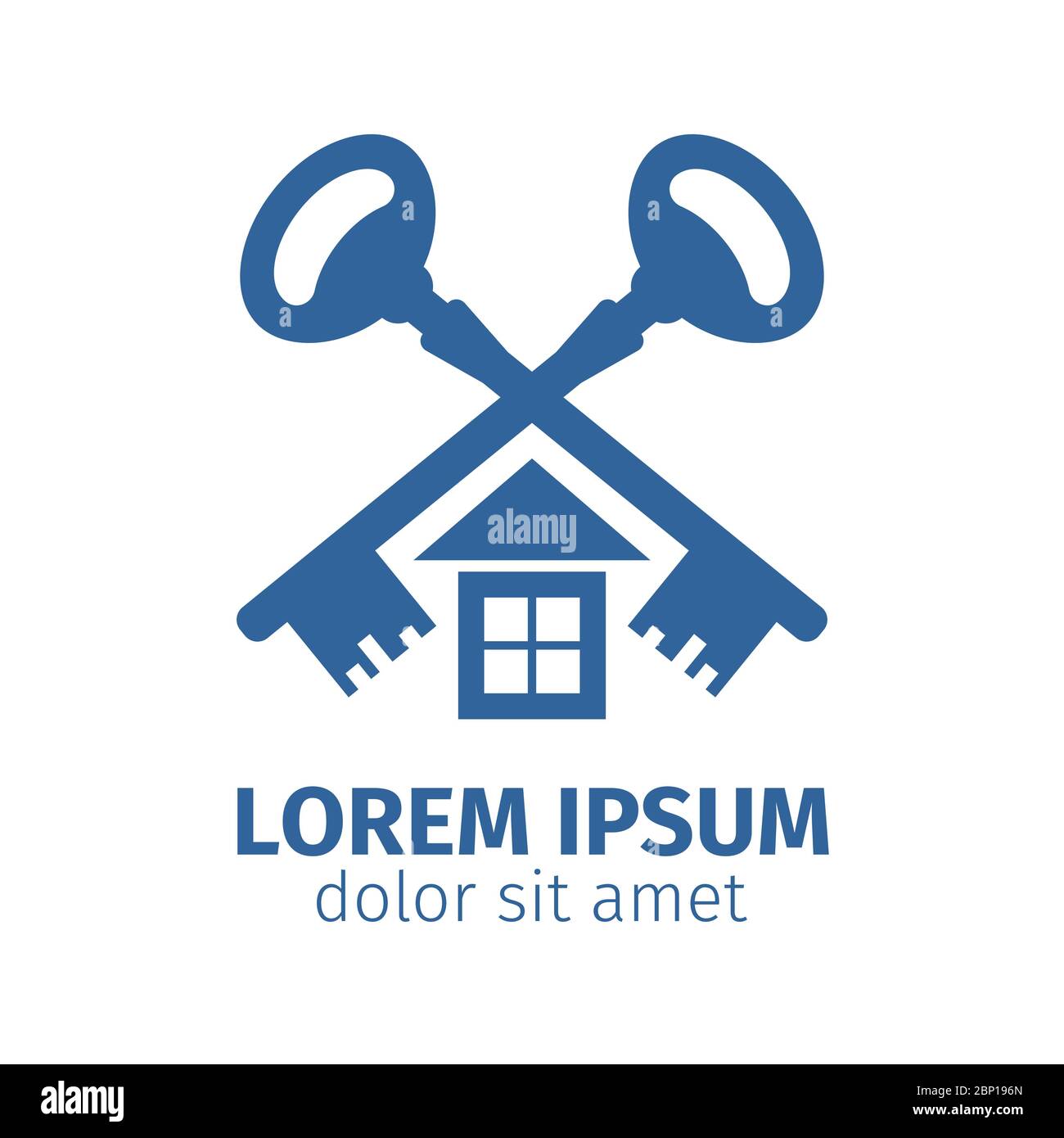 Vintage Old Key And House Logo In Blue Color Vector Illustration Stock Vector Image Art Alamy