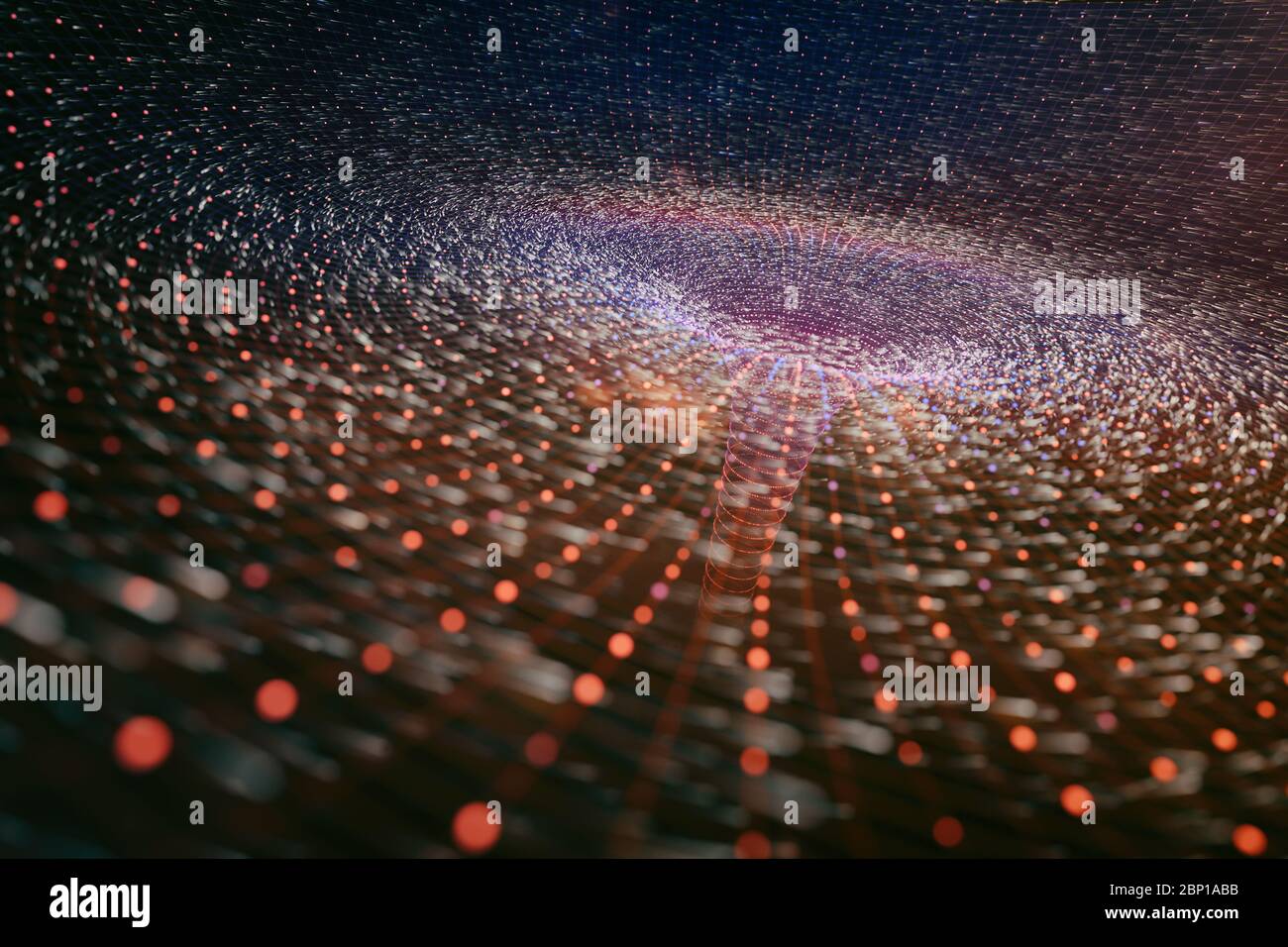 3D rendering of blackhole over curved spacetime. Travel in space