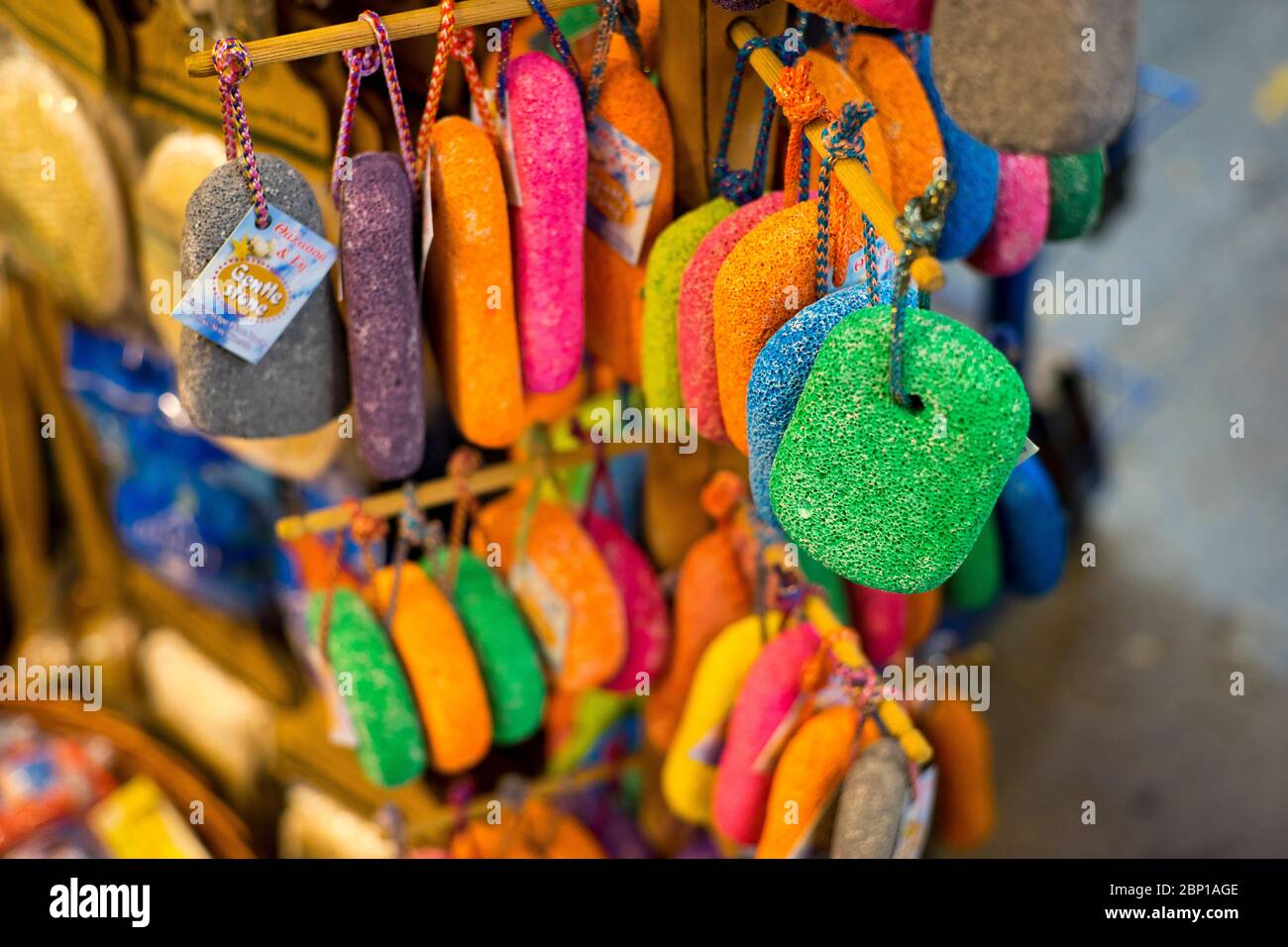 A wide range of typical products can be found in the central market hall in Chania Stock Photo