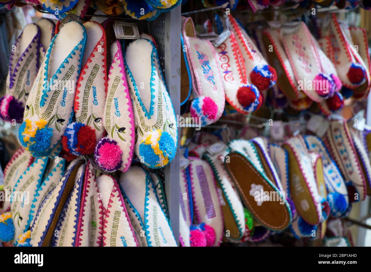 A wide range of typical products can be found in the central market hall in Chania Stock Photo