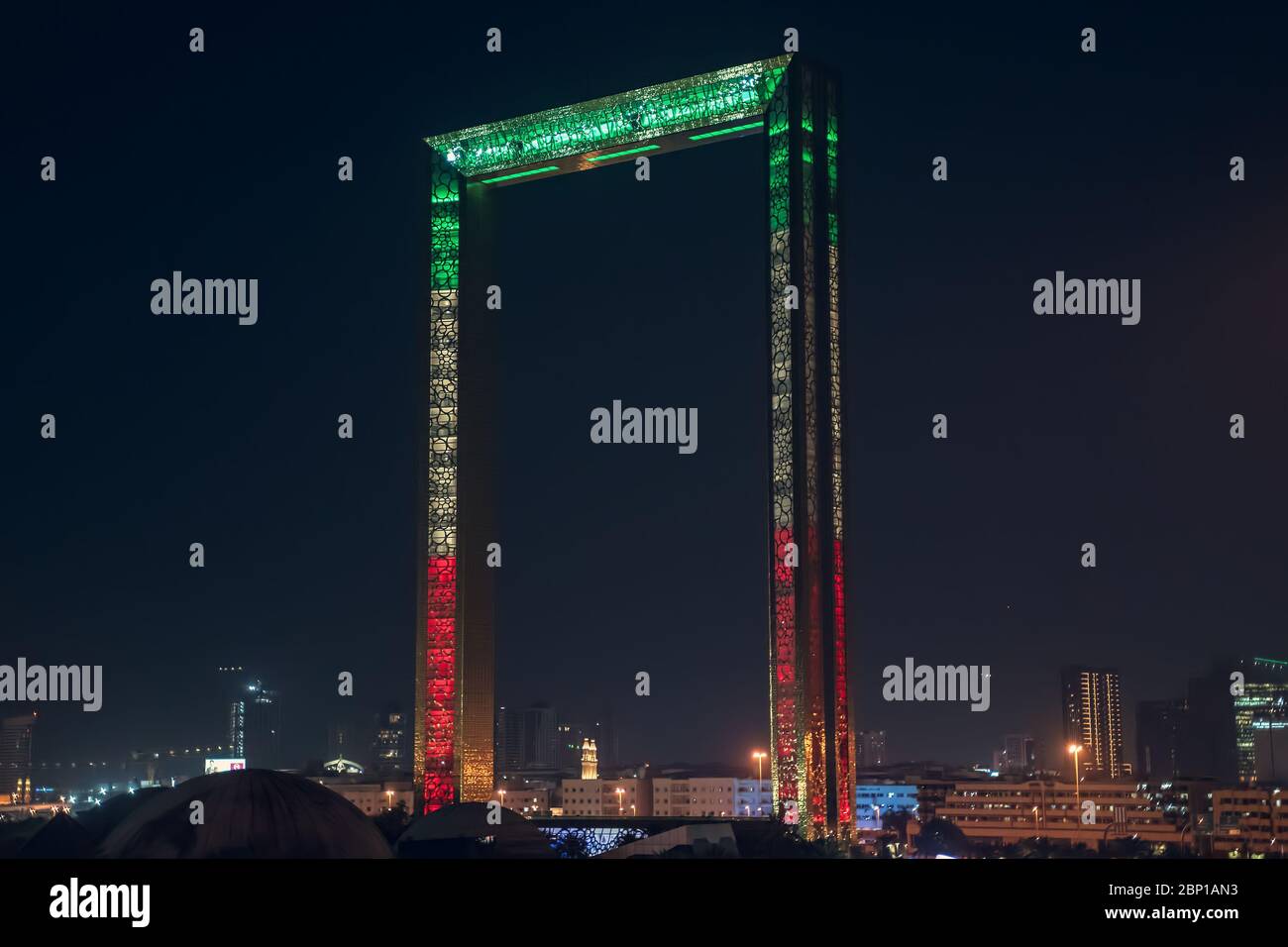 Dubai frame at night, largest frame in the world, United Arab Emirates
