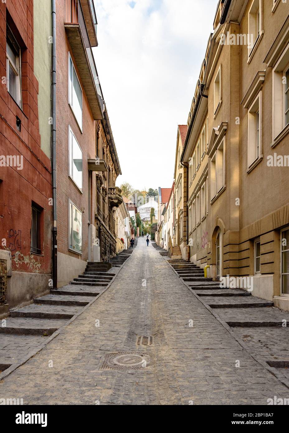 The narrow Gul Baba utca in Budapest following renovations Stock Photo