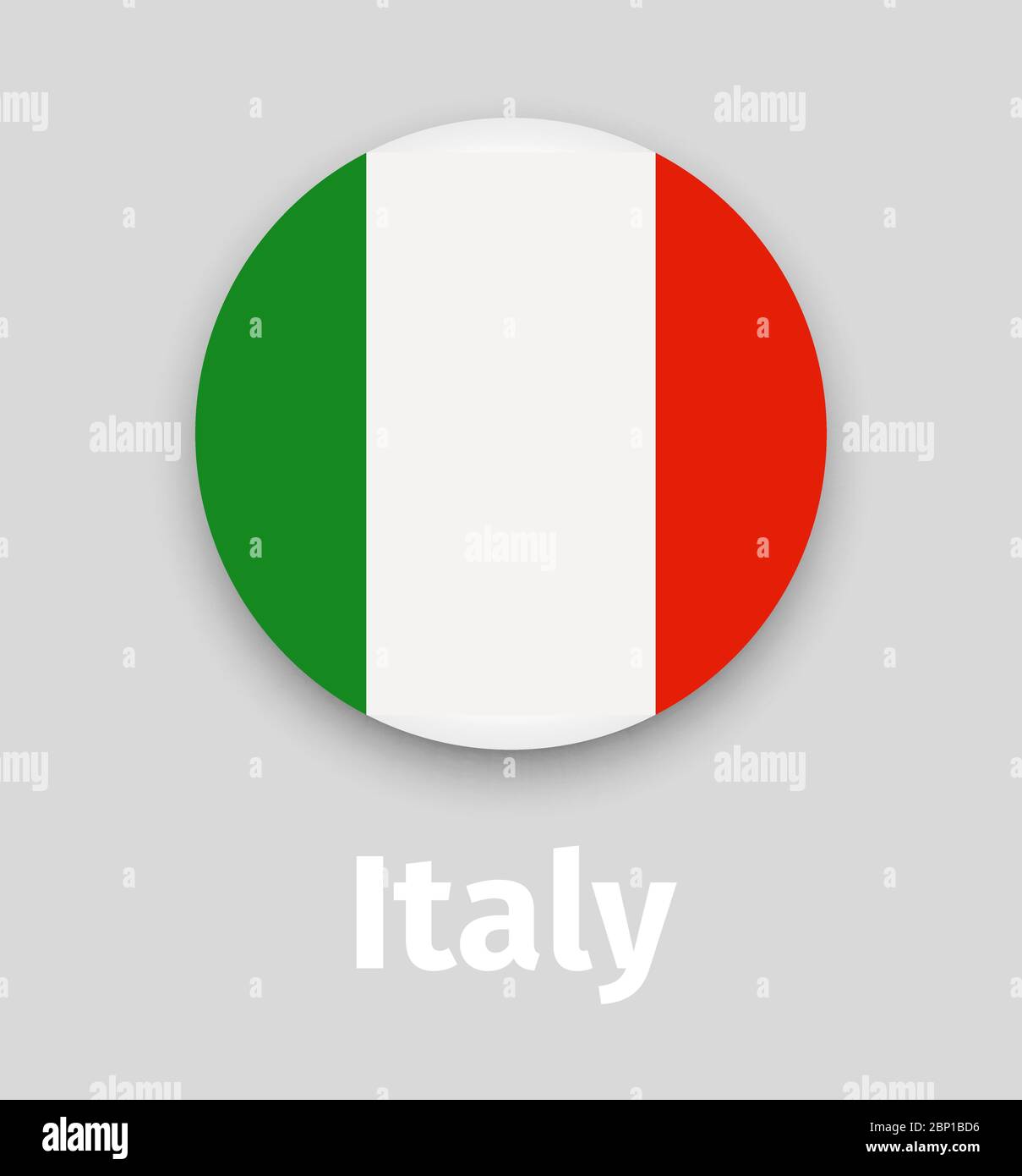 Italy flag, round icon with shadow isolated vector illustration Stock Vector